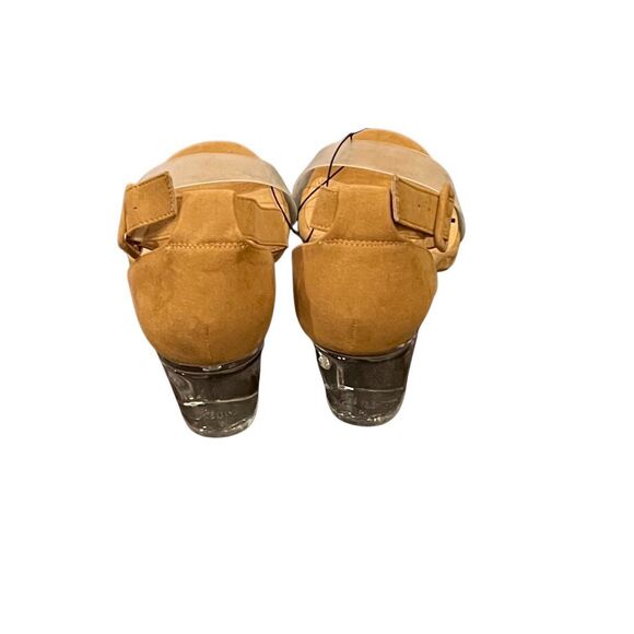 NWT SZ 8W Torrid Translucent Block Heel Adjustable Ankle Strap Sandal in Tan Sue - Picture 8 of 8